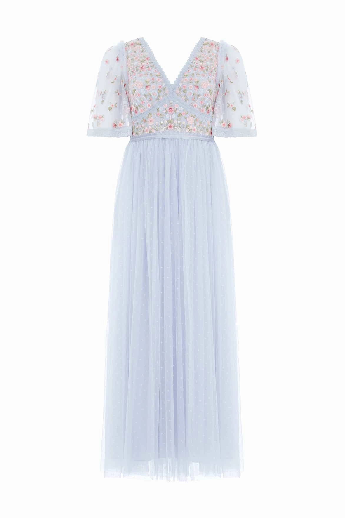 Ribbon Bouquet Bodice Ankle Gown Vibrant color dress Smart and Chic