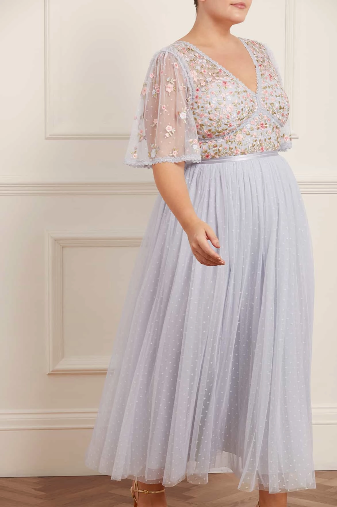 Casual Layers AntiPillTreatment Ribbon Bouquet Bodice Ankle Gown