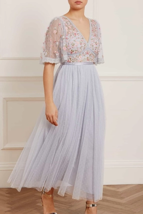 Ribbon Bouquet Bodice Ankle Gown Minimal Comfort