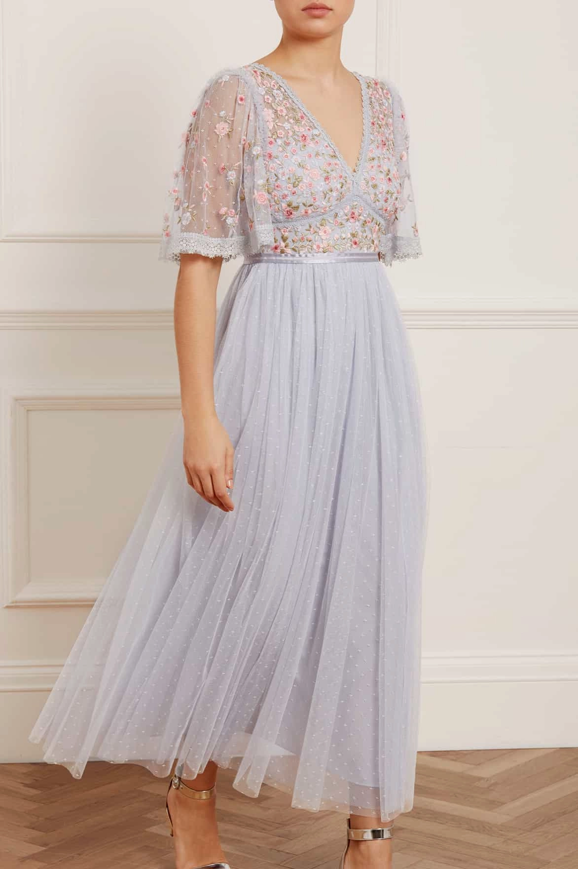 Ribbon Bouquet Bodice Ankle Gown Minimal Comfort