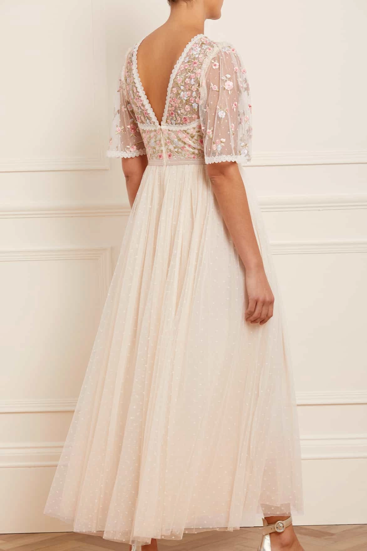 Relax Piece Lightweight-Structure Ribbon Bouquet Bodice Ankle Gown