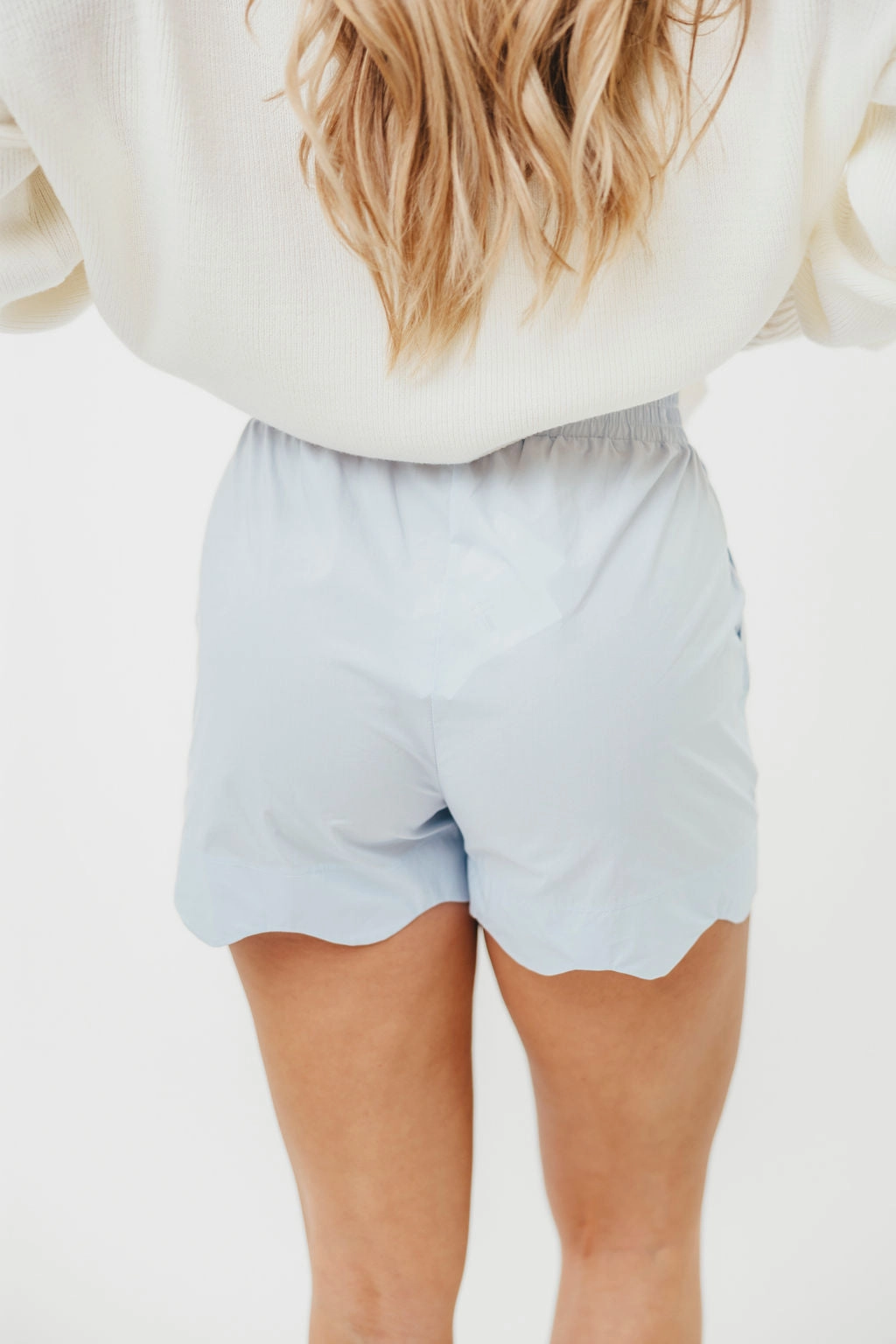 Ricci Scallop Shorts in Blue Flexibility Built-In Stretchy Waist