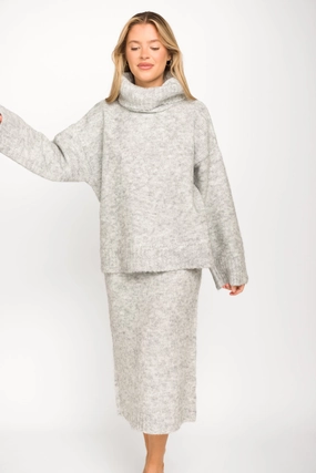 Robyn Knit Skirt in Heather Grey - Bump Friendly *Final-Sale* Boutique Exclusive