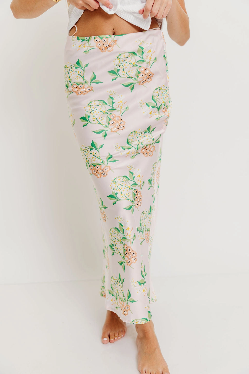 Chill Mode Odor Resistant Treatment Belinda Summer Blossom Maxi Skirt in Baby Pink *Final-Sale*