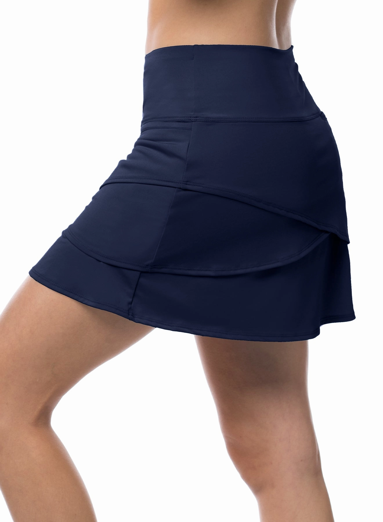 Scallop Skort-short Low Profile Zipper Curved Hem