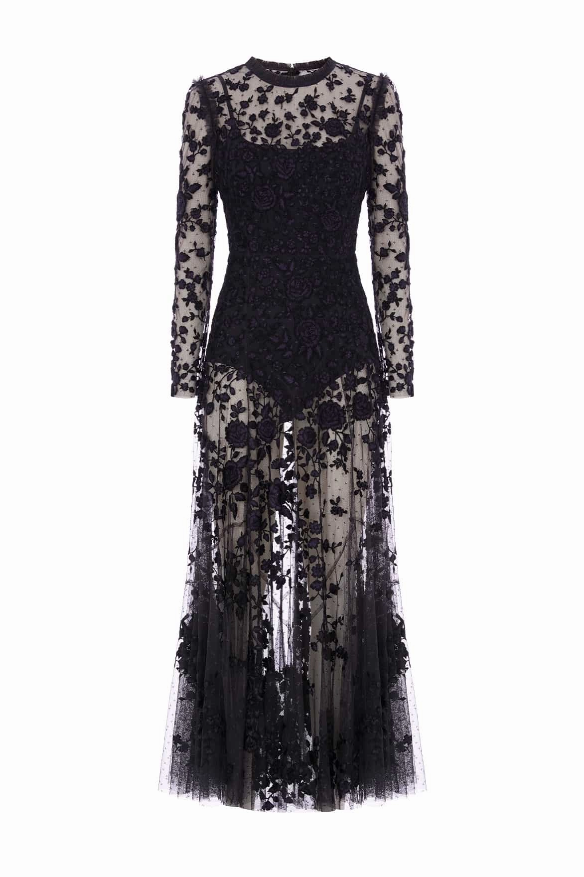 Long Sleeve Rosa Sheer Ankle Gown