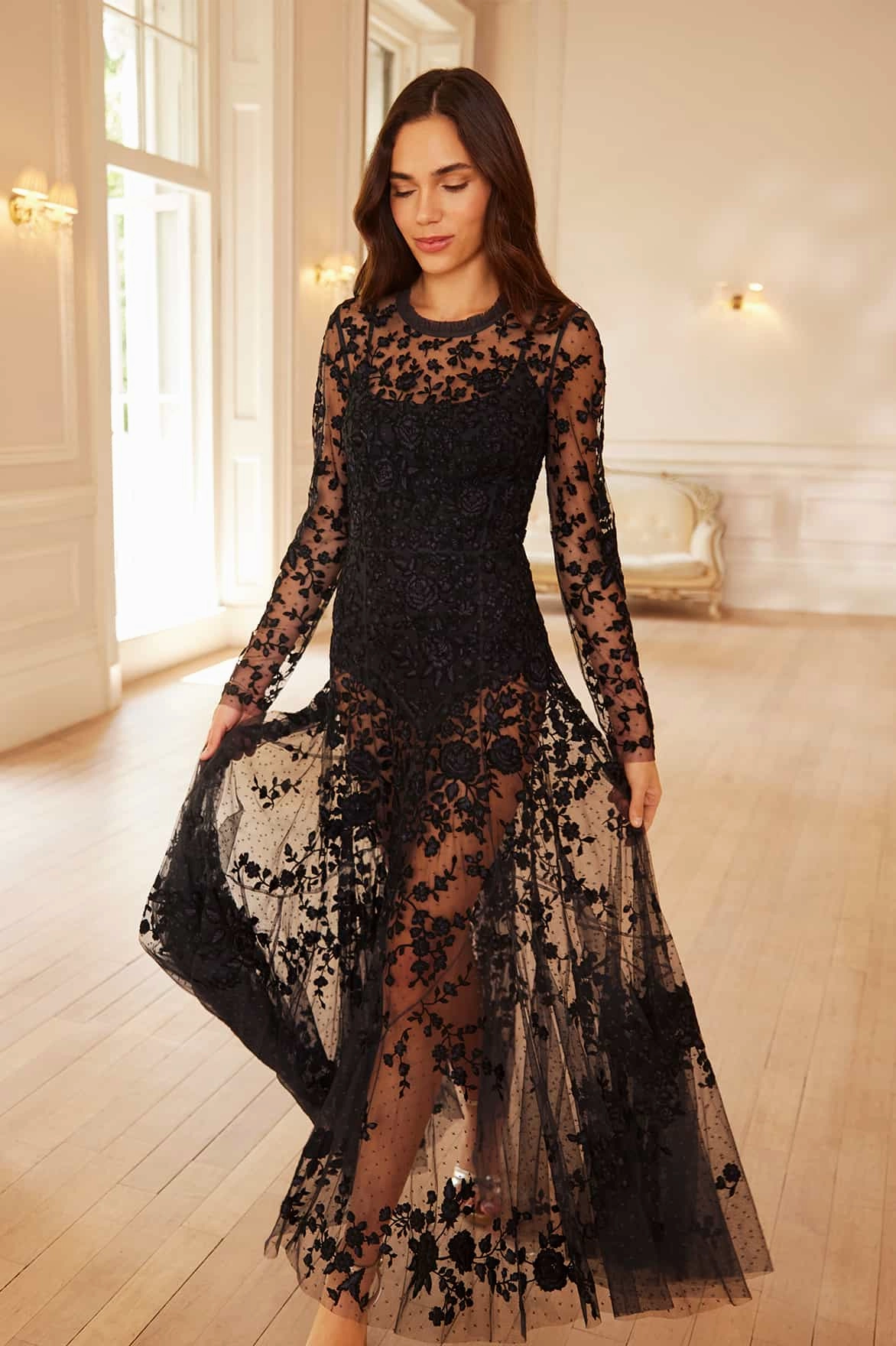 Rosa Sheer Ankle Gown Classic Tailoring