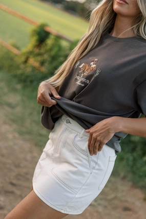 Slim Fit Band Daily Favorite Rosalyn Mini Skirt in Ecru *Final-Sale*