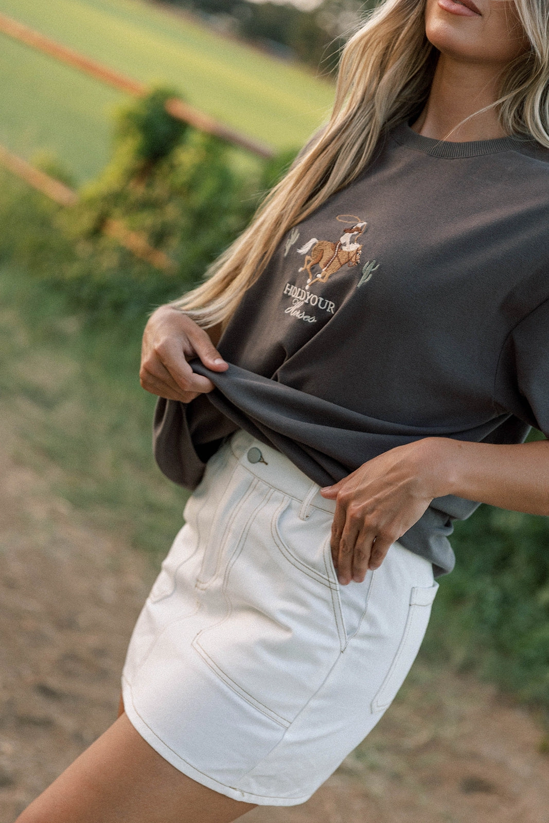 All Purpose Comfy Cut Rosalyn Mini Skirt in Ecru *Final-Sale*