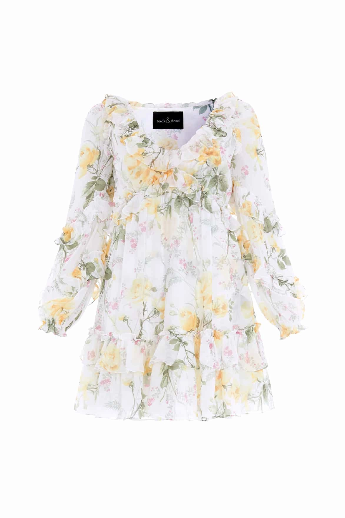 Rose Chiffon Long Sleeve Micro Mini Dress Delicate Tone Soft and Stylish