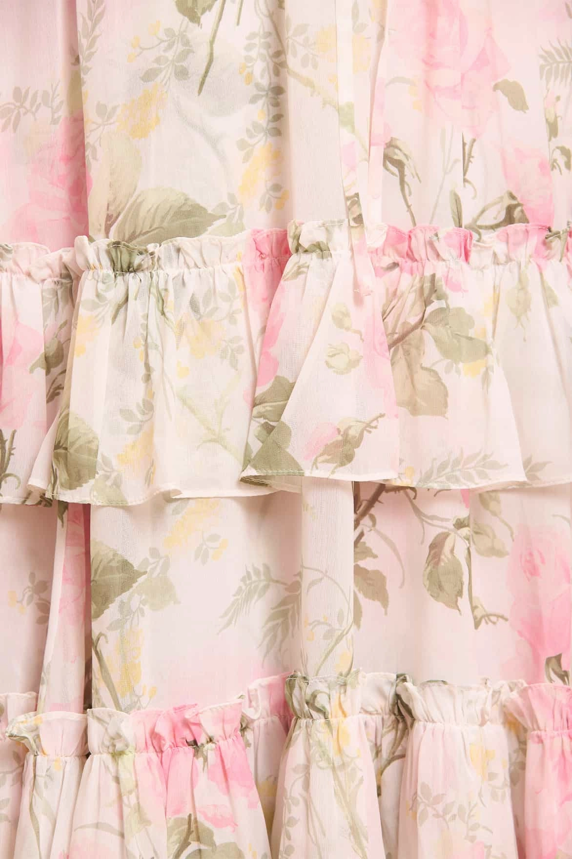 Rose Chiffon Tiered Cape Ankle Gown Tear-resistant Bow-Detail