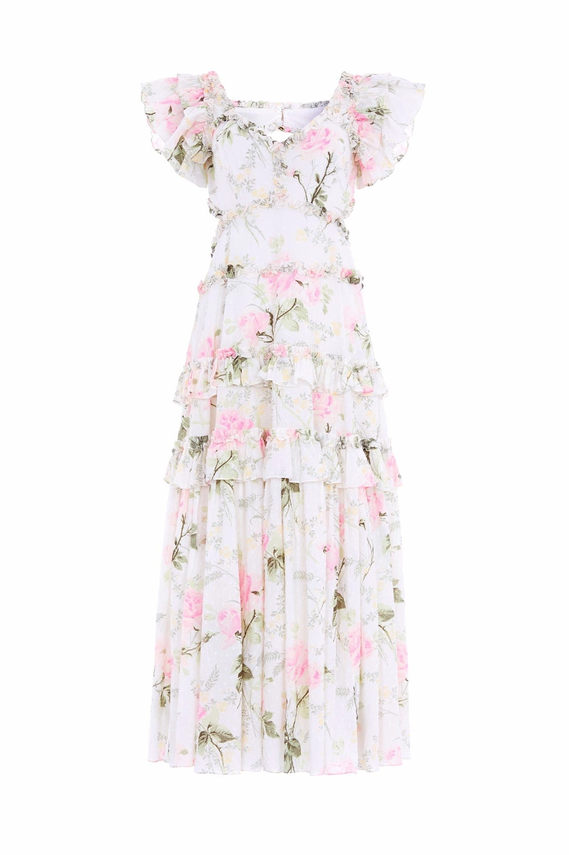 Breathable Design Rose Cotton Backless Ankle Gown