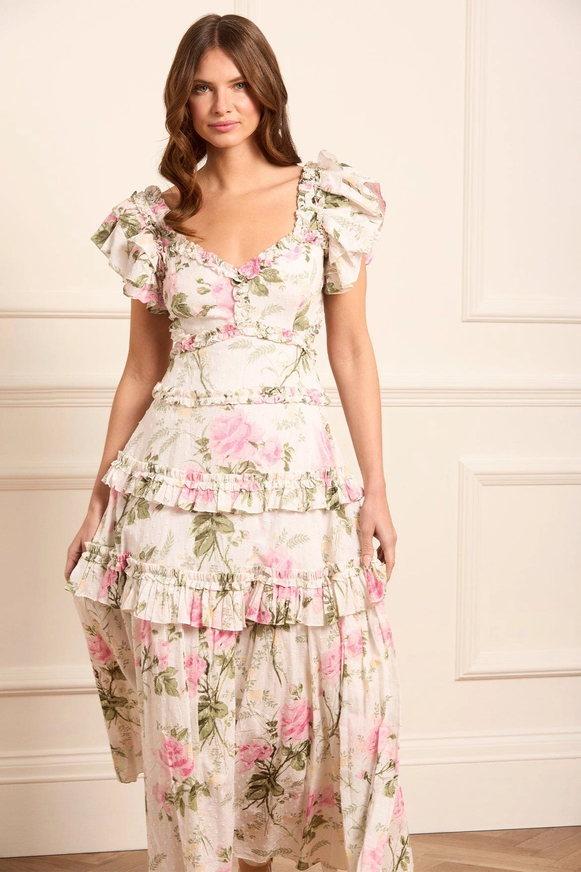 Rose Cotton Backless Ankle Gown Romantic dinner wear