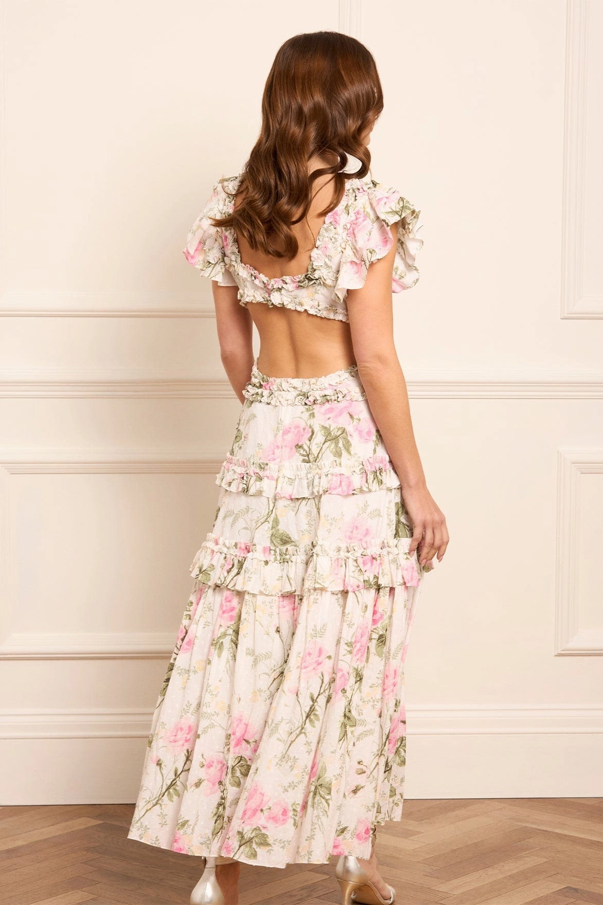 Rose Cotton Backless Ankle Gown Elegant Look Smooth Mood