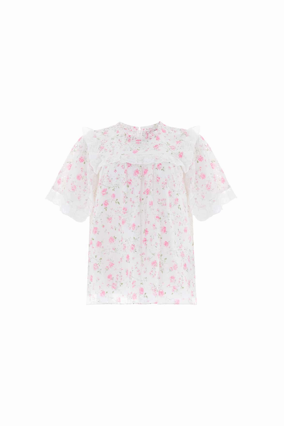 HeavyweightThermal EasyClean Rose Ditsy Cotton Broderie Top