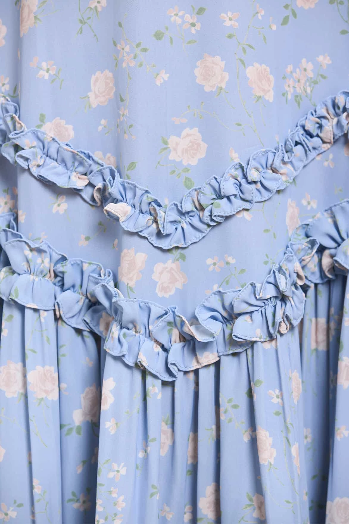 Off-Shoulder Rose Ditsy Satin V-Neck Ballerina Dress