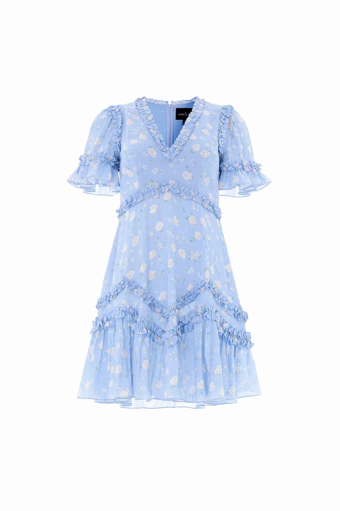 Comfortable Look Rose Ditsy Satin V-Neck Micro Mini Dress