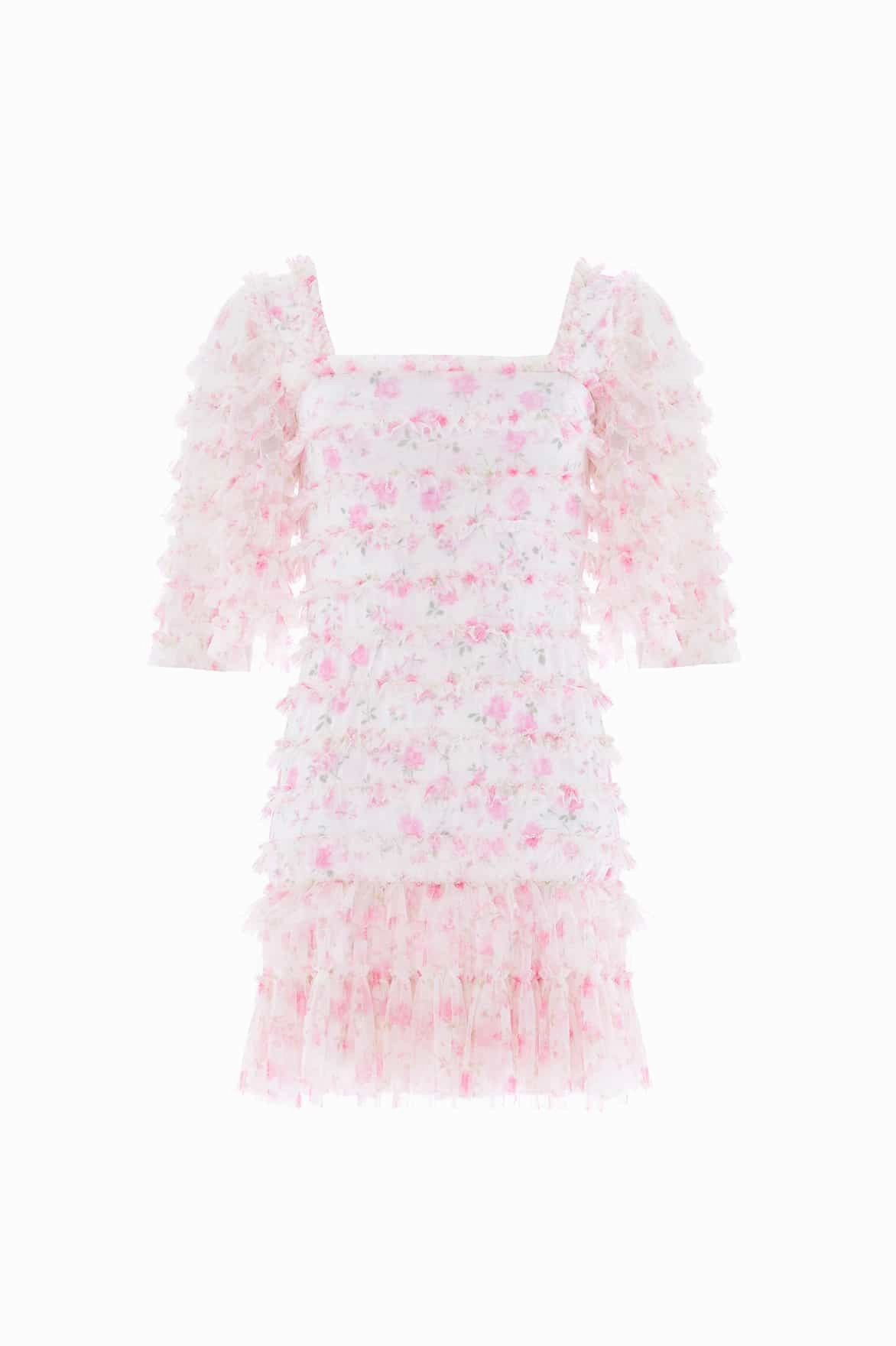 Comfortable and Chic Rose Ditsy Short Sleeve Micro Mini Dress