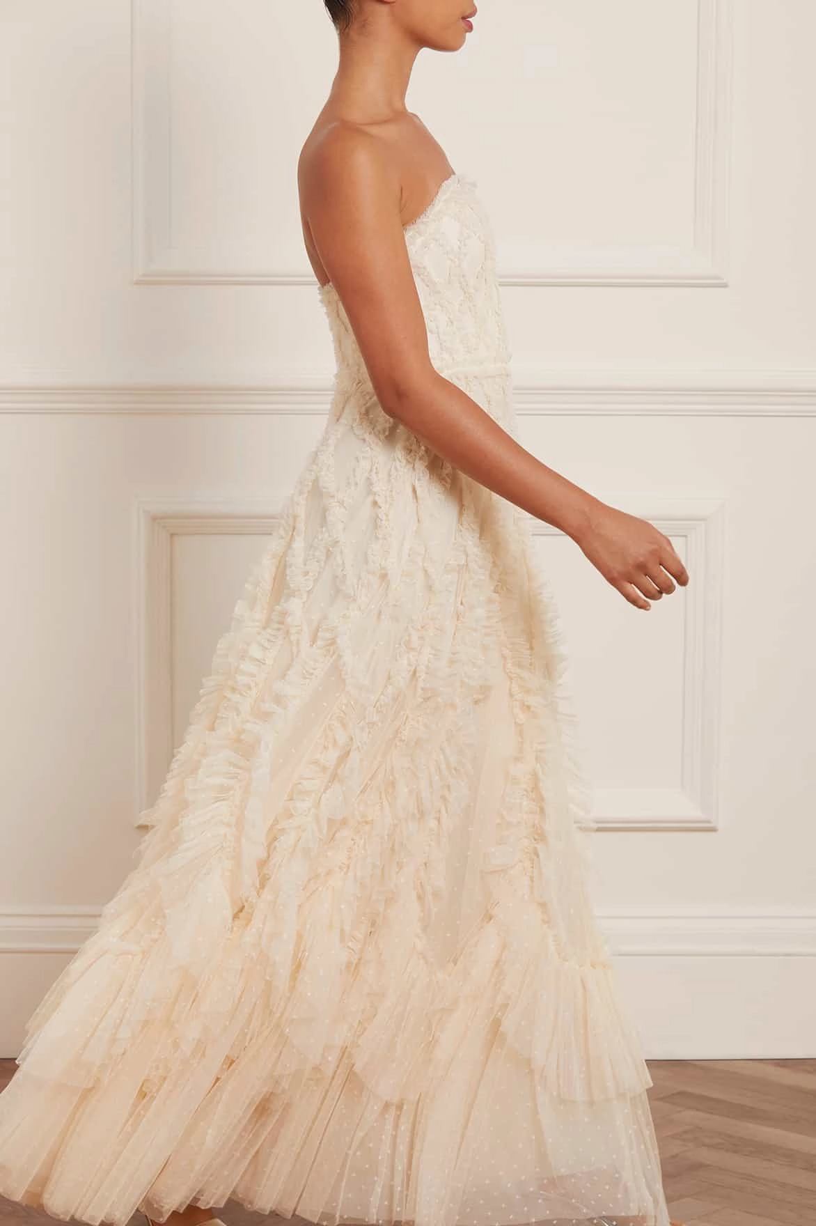 Floor-Length Rosella Ruffle Strapless Gown