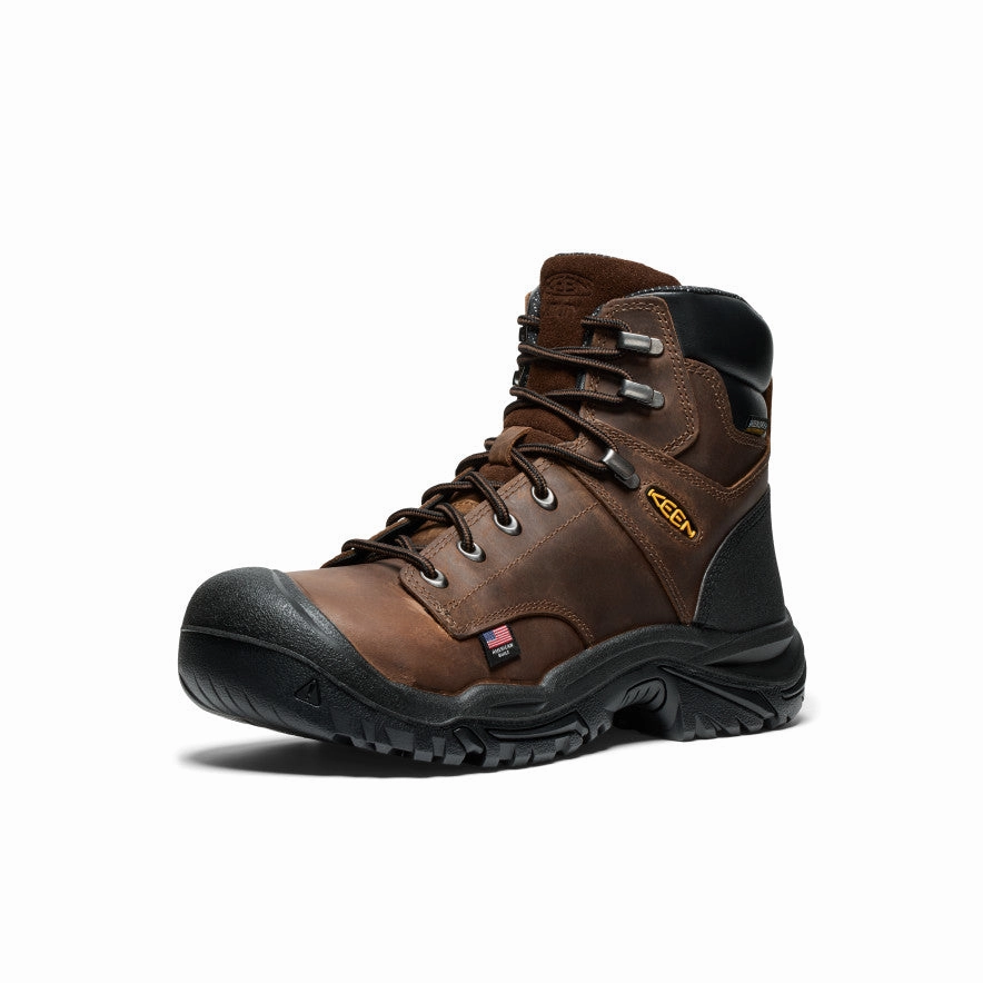 Men's Mt Vernon II 6" Waterproof Boot (Steel Toe)  |  Dark Earth/Black Traction Lug Pattern Eco Material Morning Walk