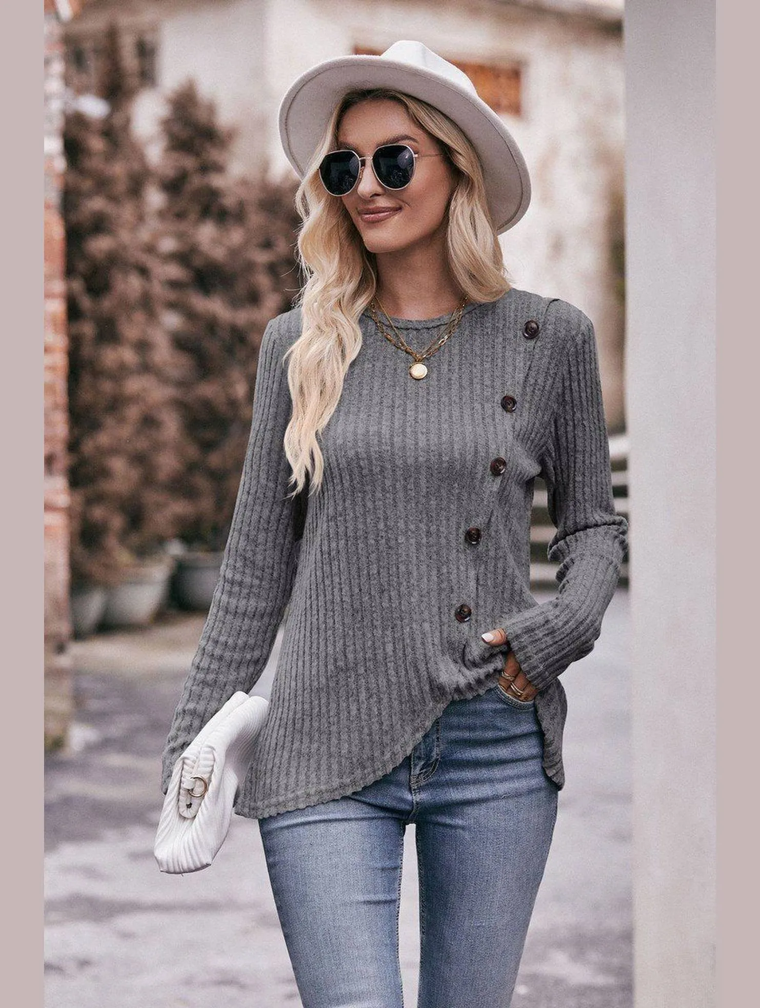 Breathable mesh panel ROUND NECK BUTTON FITTING CORDUROY PULLOVER