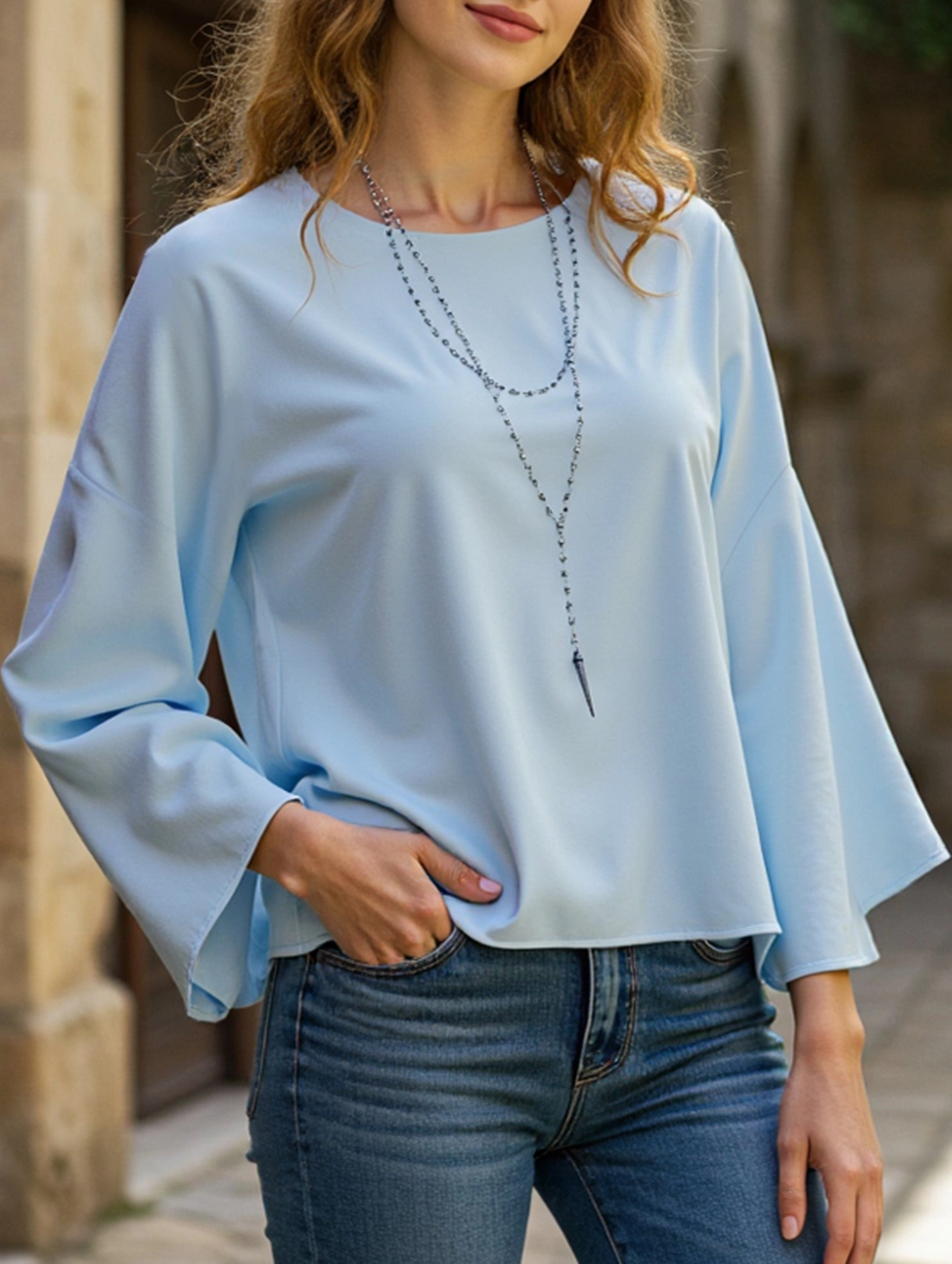 Round neck casual loose waist top EcoDyeProcess