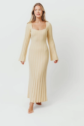 Bold Design Rowan Square Neck Maxi Dress in Buttercream