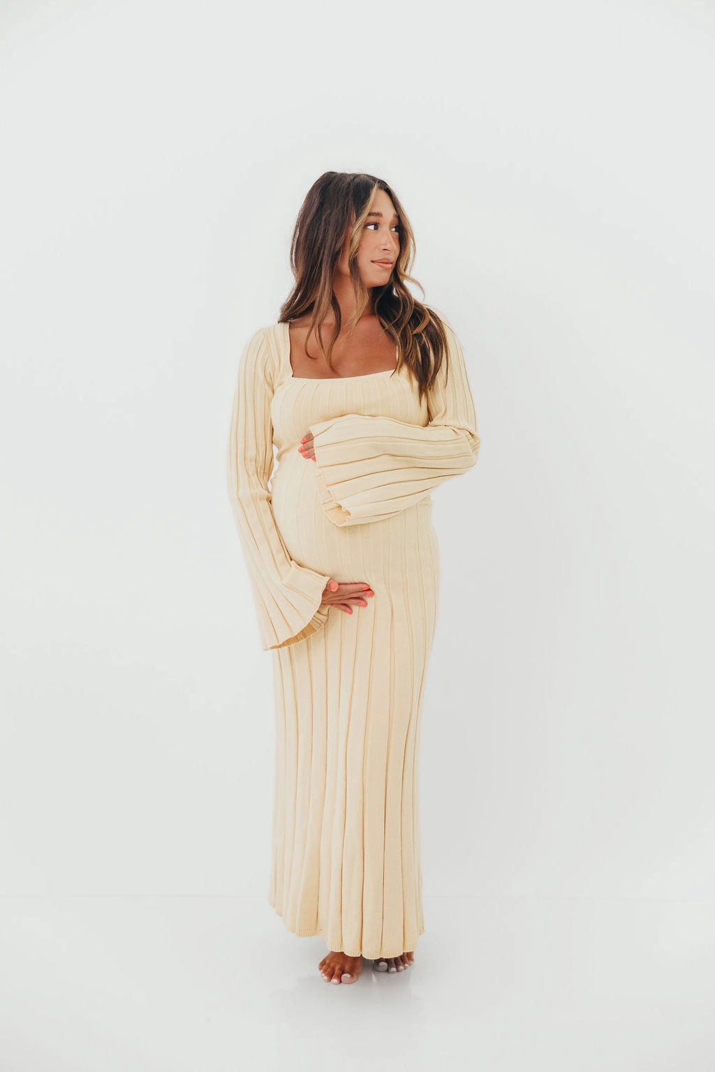 Daywear Comfort elegant design Rowan Square Neck Maxi Dress in Buttercream