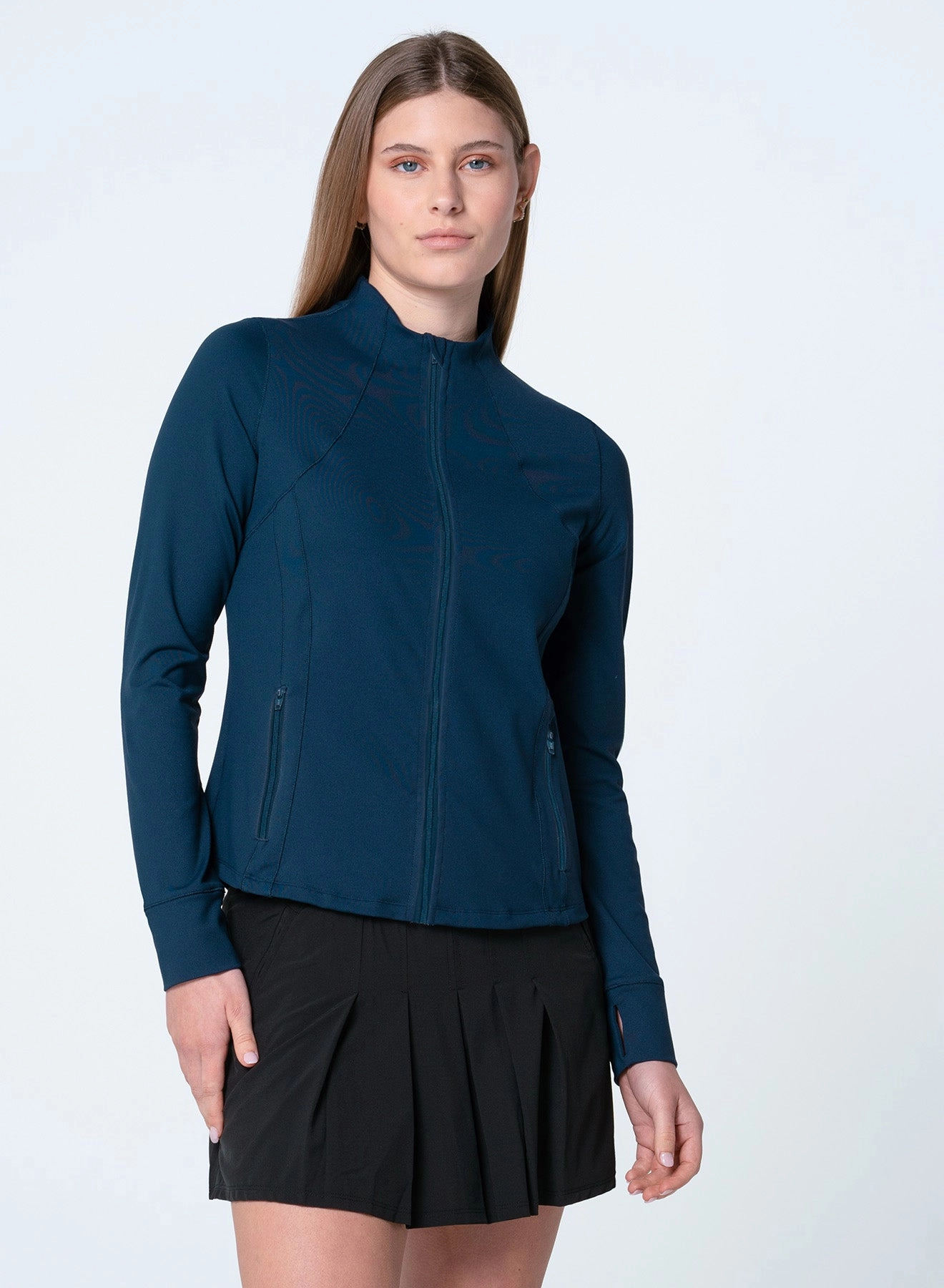 High Neck Zip Jacket Chic Style Soft Blended Fabric