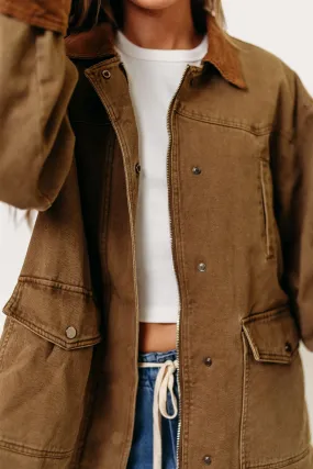 Sable 100% Cotton Field Collared Jacket in Olive Brown Wicking Inner Lining HygienicCoating