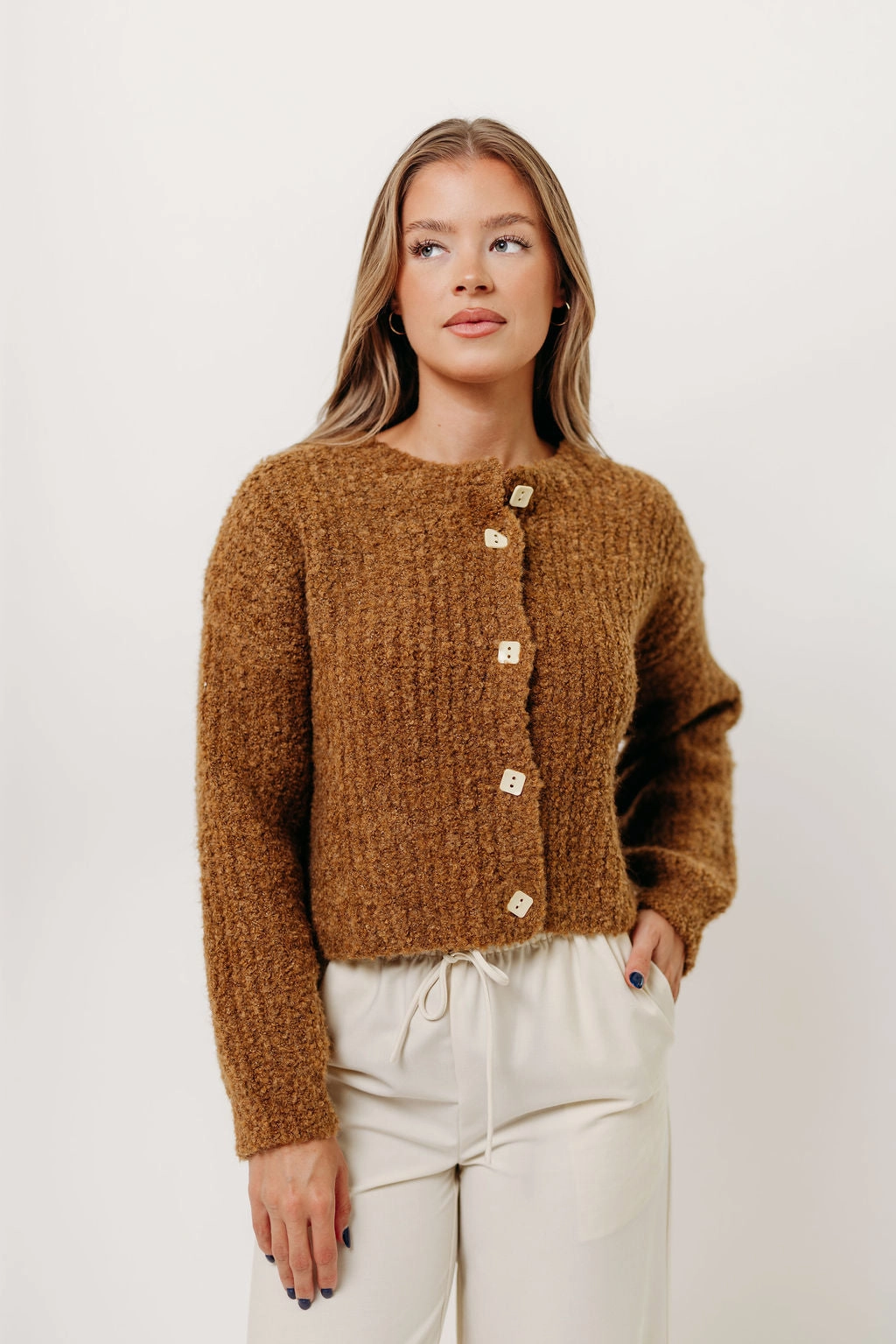 Samara Plush Cardigan Top in Dark Mustard Sleeveless Top ChafeFreeEdging