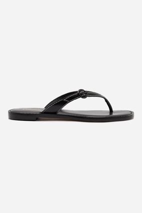 Comfort Flex zipper Mary Kate Flat Sandal In Black Leather