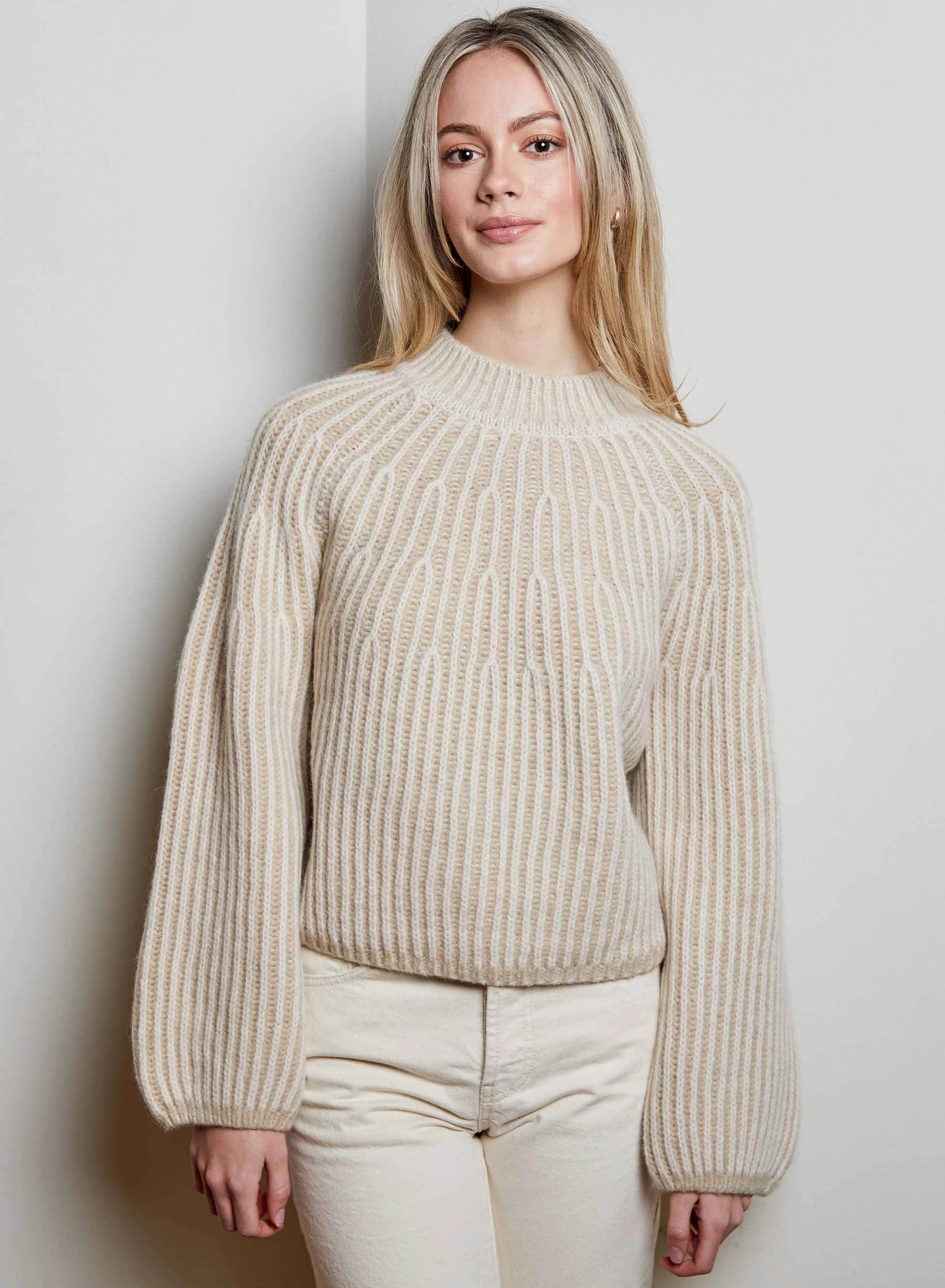Soft Cotton Blend Sasha Sweater Ivory Combo