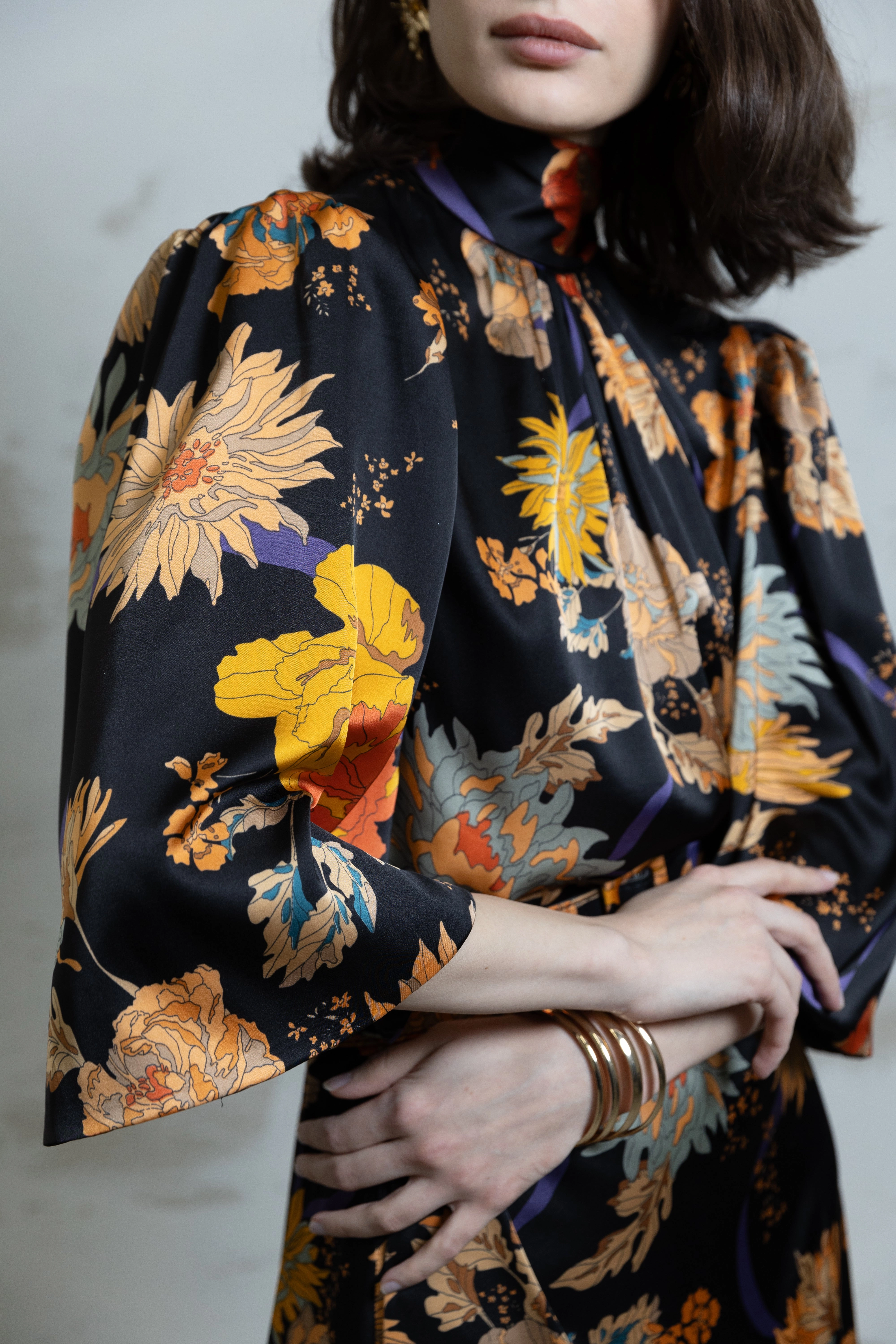 Scarlette Midi Floral Dress Side Pleats Seasonal Style