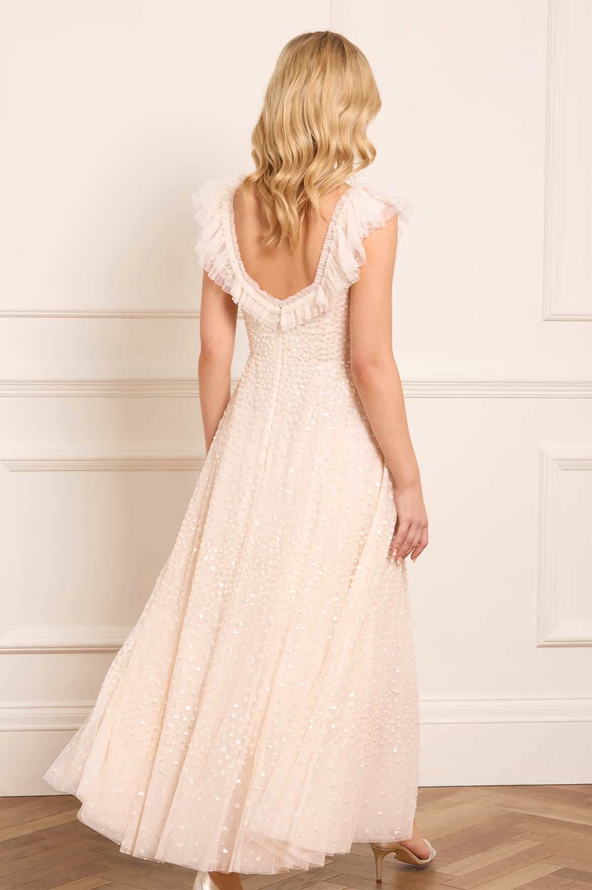 Scatter Dot Ruffle Ankle Gown Chill Base