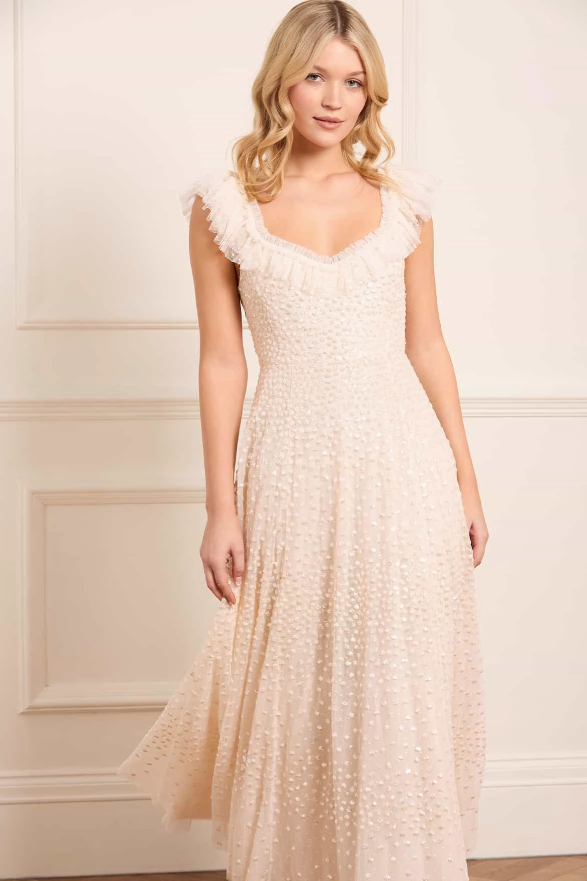 All-Occasion Look Chic Style Scatter Dot Ruffle Ankle Gown