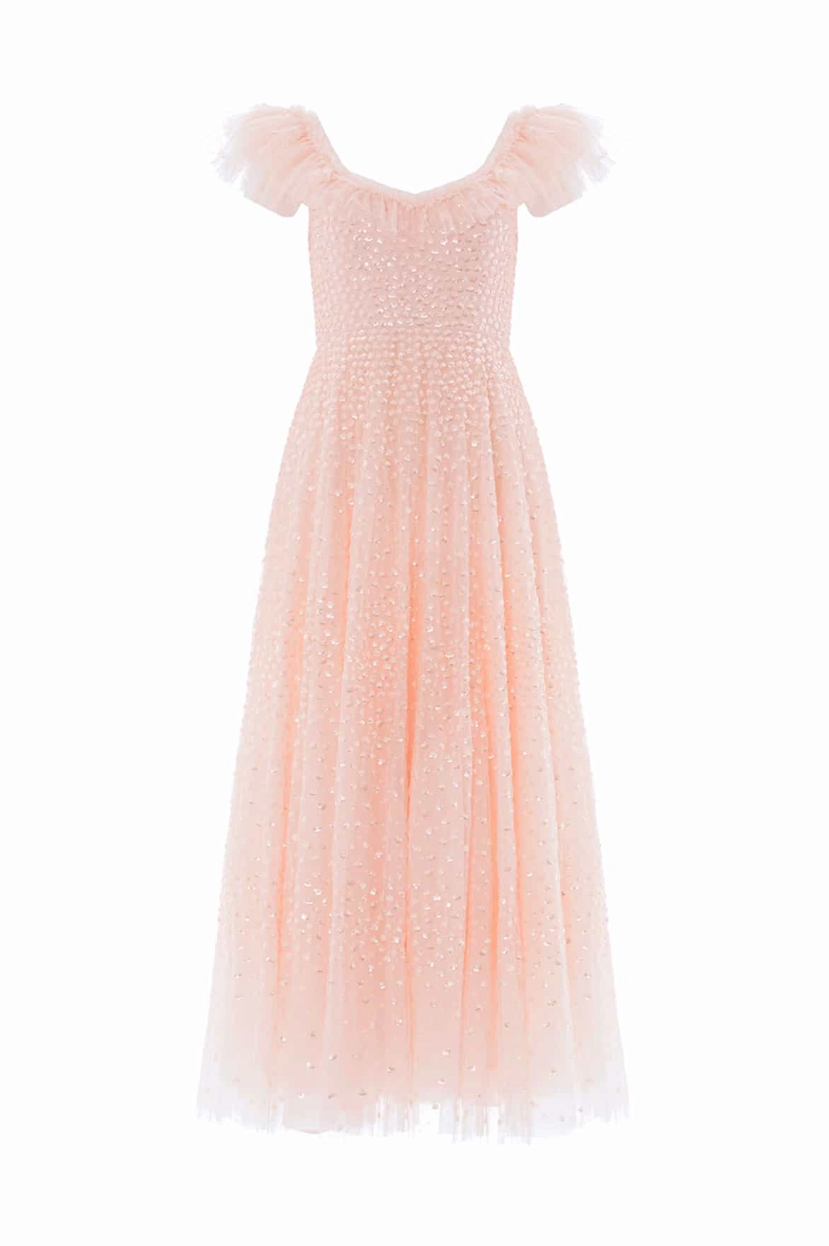 Color Pop Scatter Dot Ruffle Backless Ballerina Dress