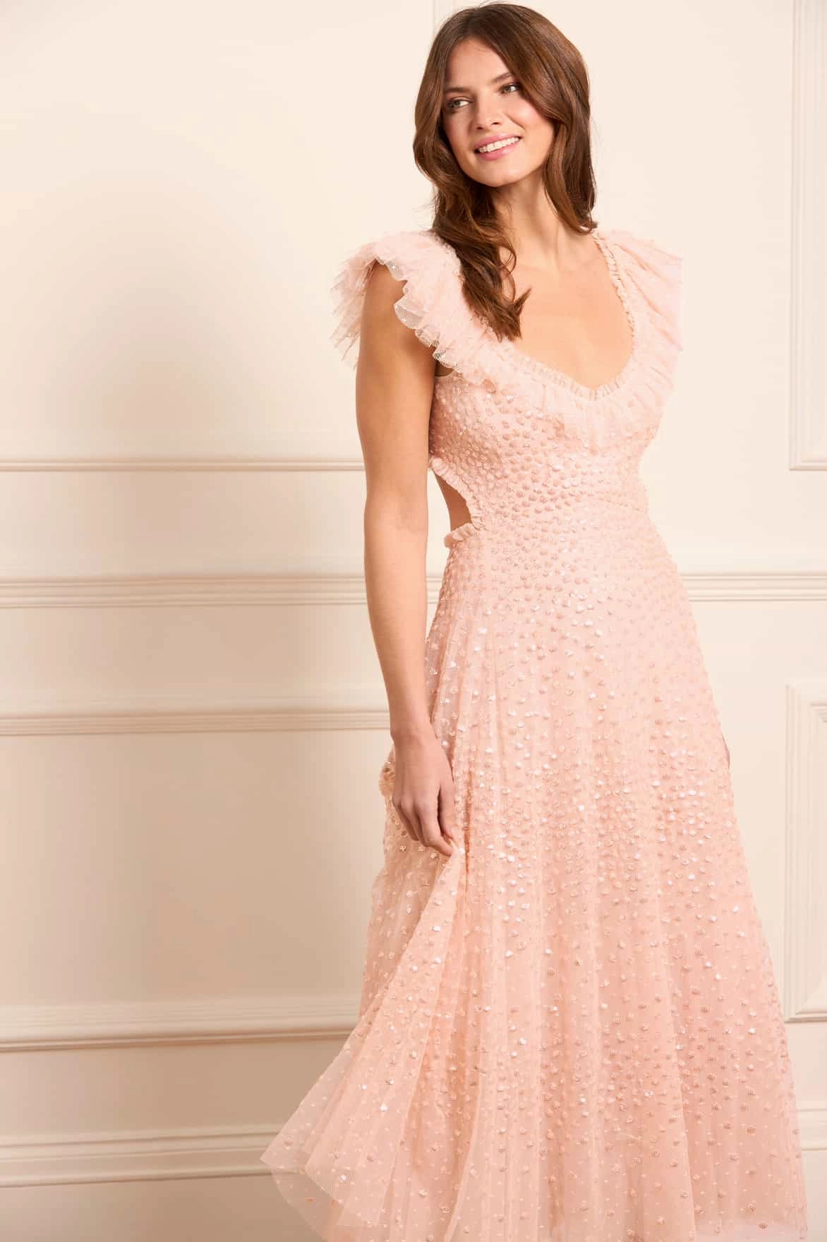 Understated Elegance Scatter Dot Ruffle Backless Ballerina Dress