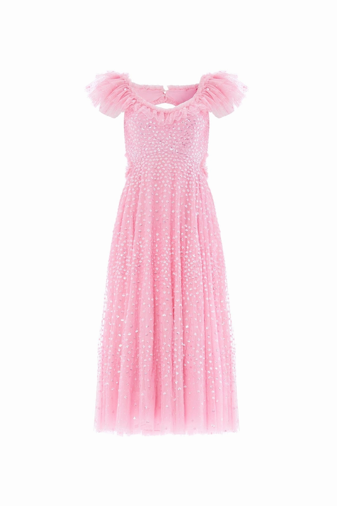 Polished Wear Travel Fit Scatter Dot Ruffle Backless Ballerina Dress