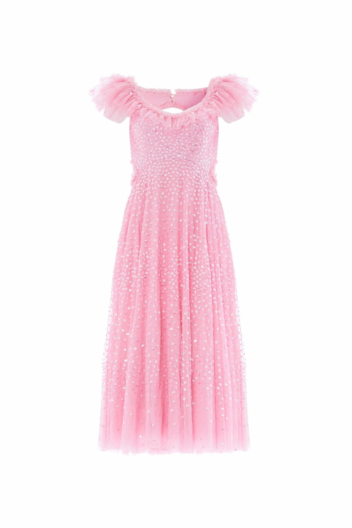 Scatter Dot Ruffle Backless Ballerina Dress Bold Design Simple Elegance