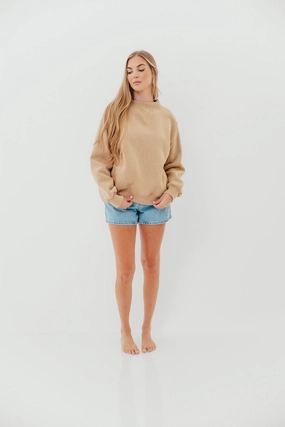 Scout Wide Neck Fleece Sweatshirt in Tan Sustainable Production Certified