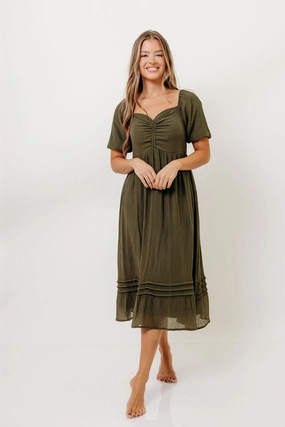 Bronte Midi Dress in Calla Green Match Quick