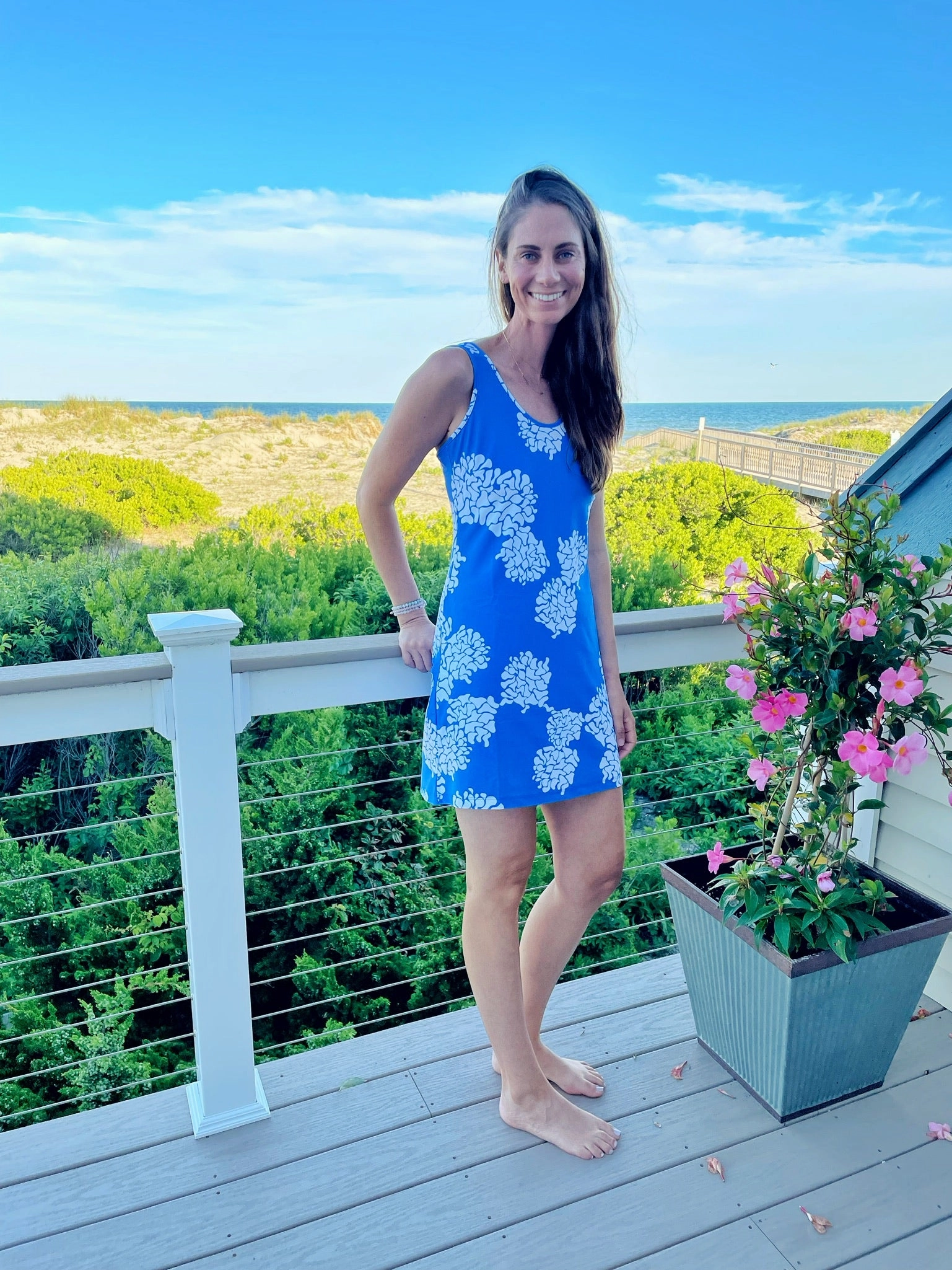 Refined Finish Bali Tank Dress Geranium/White