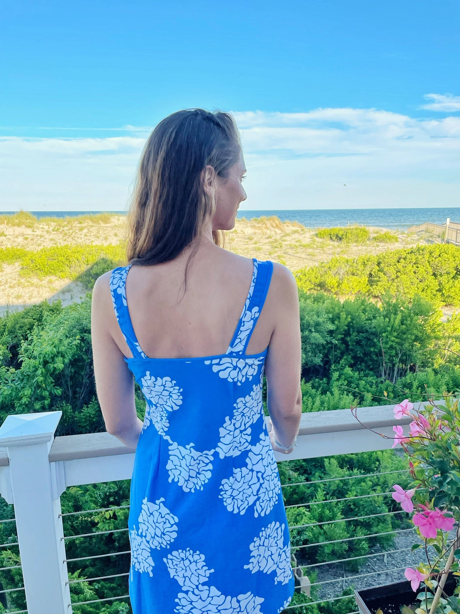 Smile Soft Smooth Layers Bali Tank Dress Geranium/White