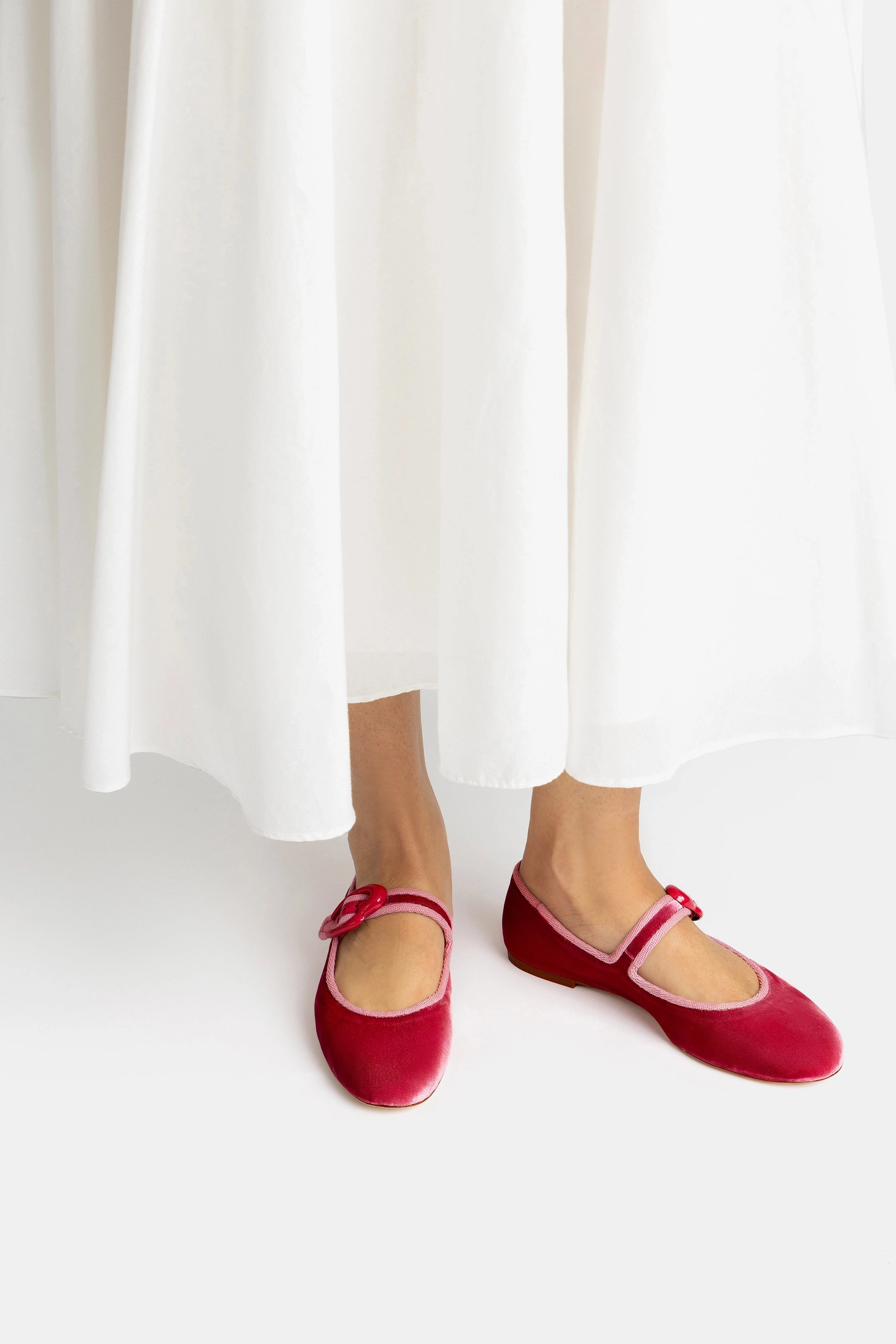 Verona Ballet Flat In Lampone Velvet synthetic leather