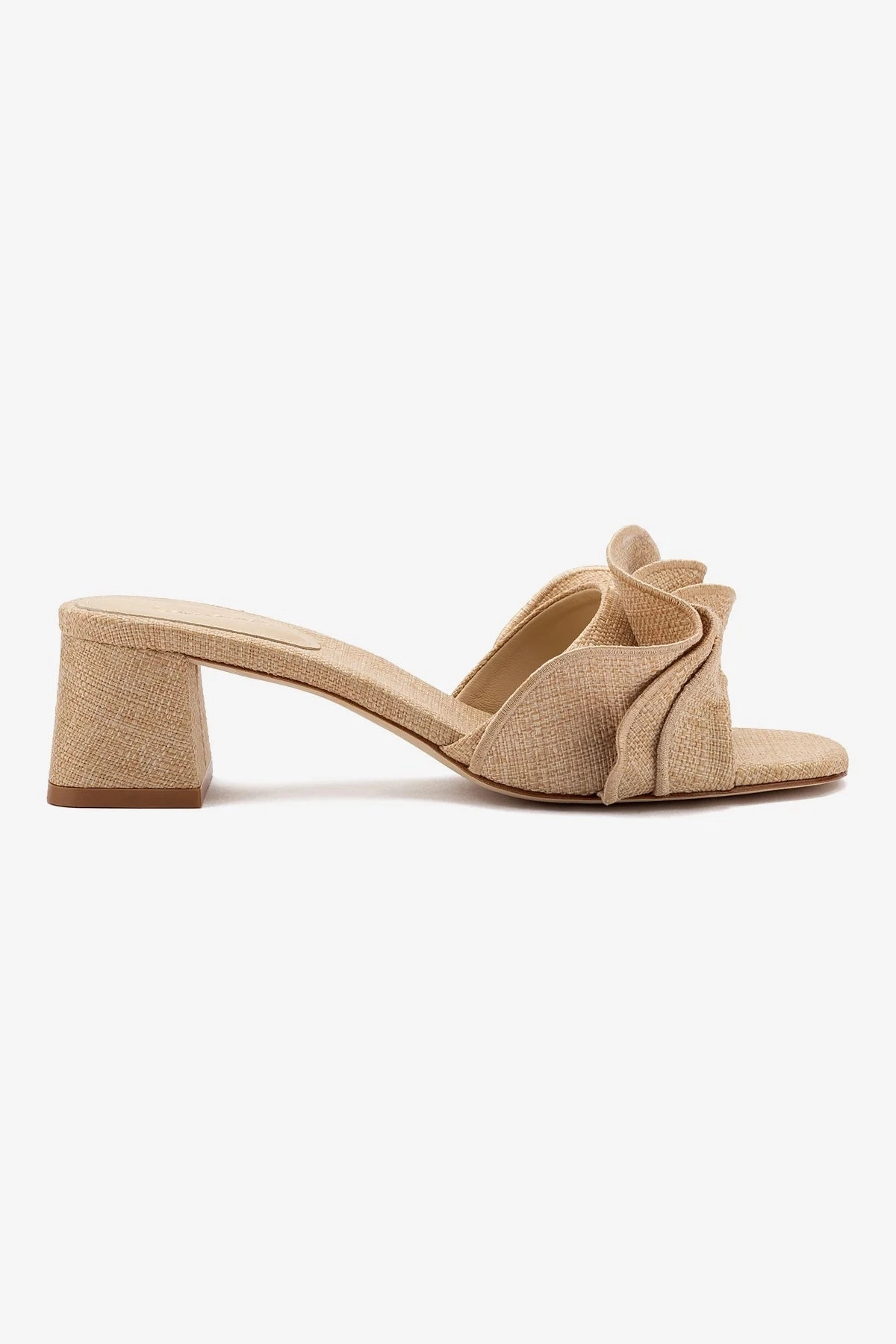 Brigitte Ruffle Mule In Beige Raffia Tone Play Odor Control Technology