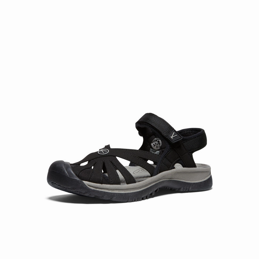 Women's Rose Sandal  |  Black/Neutral Gray Reinforced Heel Support Chic Comfortable