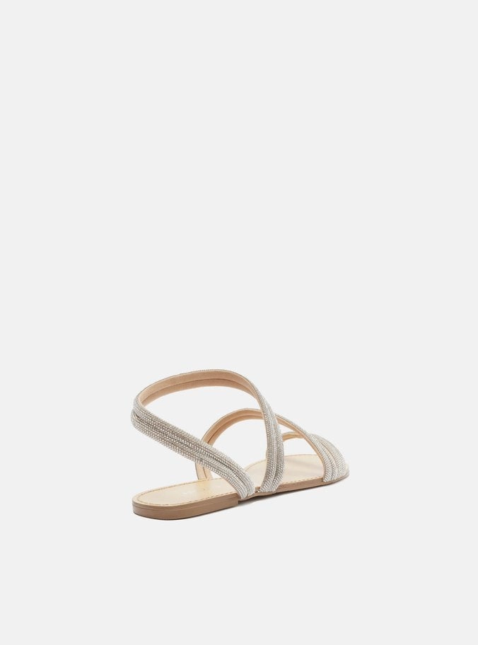 Mikayla Rhinestone Flat Sandal Sole Traction