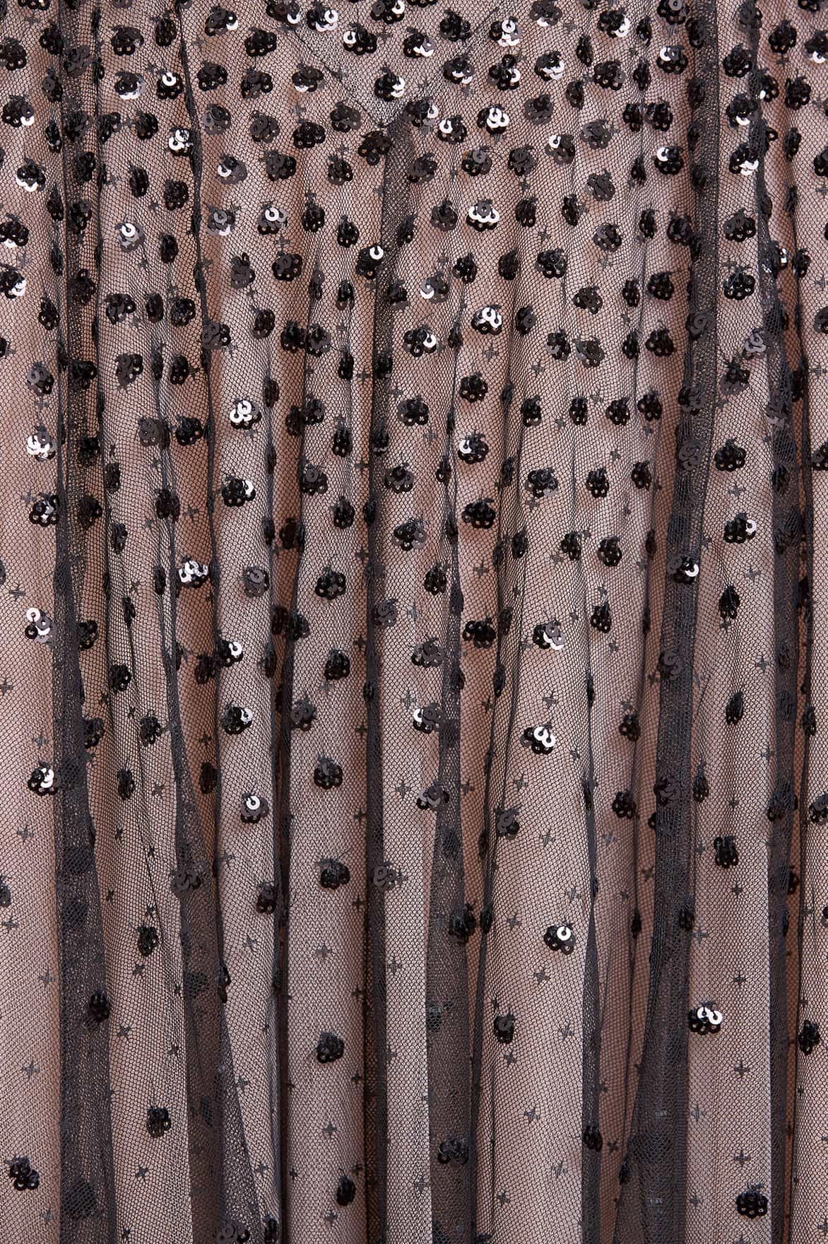 Sequin Cascade Round Neck Gown Silky Surface