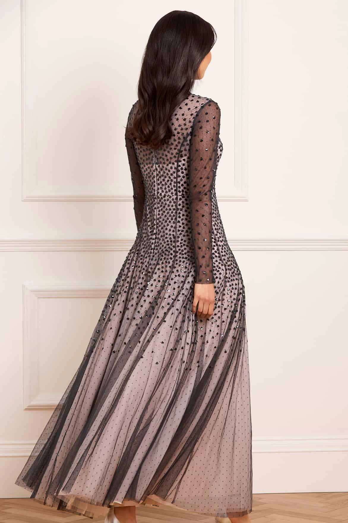 Sequin Cascade Round Neck Gown Easy Go